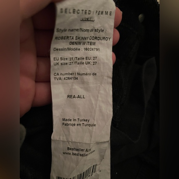 Selected Femme corduroy denim skinny pant-distressed black-bronze color hardware - Picture 11 of 11